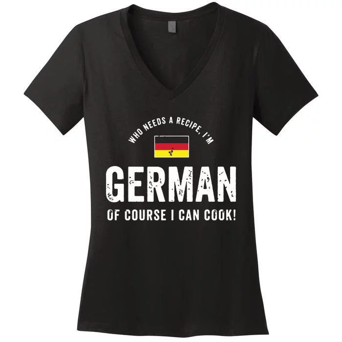 German Food Chef Flag Cute Funny Cooking Gift Women's V-Neck T-Shirt