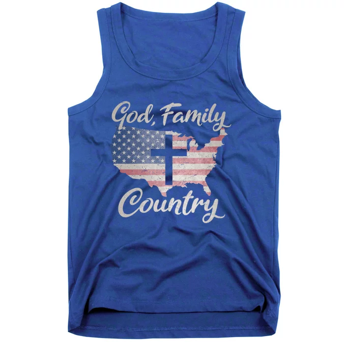 God Family Country Christian Cross Vintage Usa American Flag Gift Tank Top