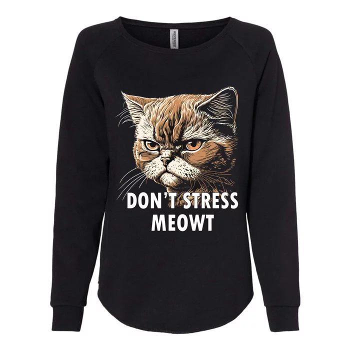 Grumpy Funny Cat Dont Stress Meowt Silly Cats Lover Gift Womens California Wash Sweatshirt