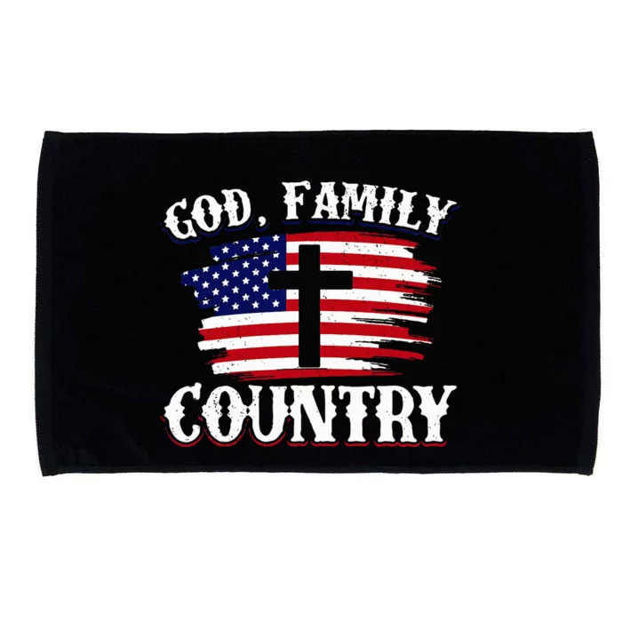 God Family Country American Flag Cross Christian Patriotic Microfiber Hand Towel