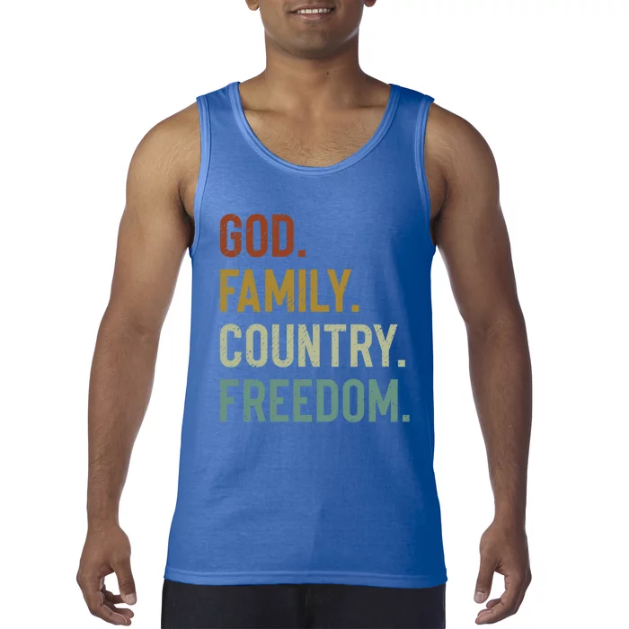 God Family Country Freedom Retro Patriotic Christian Values Cool Gift Tank Top