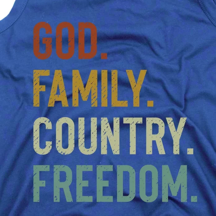 God Family Country Freedom Retro Patriotic Christian Values Cool Gift Tank Top