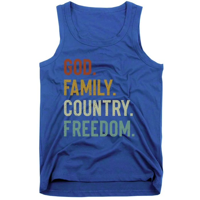 God Family Country Freedom Retro Patriotic Christian Values Cool Gift Tank Top