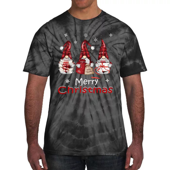 Gnome Family Christmass For Buffalo Plaid Tie-Dye T-Shirt