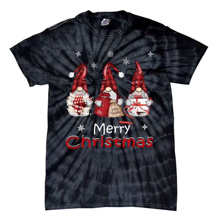 Gnome Family Christmass For Buffalo Plaid Tie-Dye T-Shirt