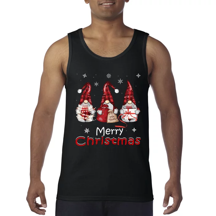 Gnome Family Christmass For Buffalo Plaid Tank Top