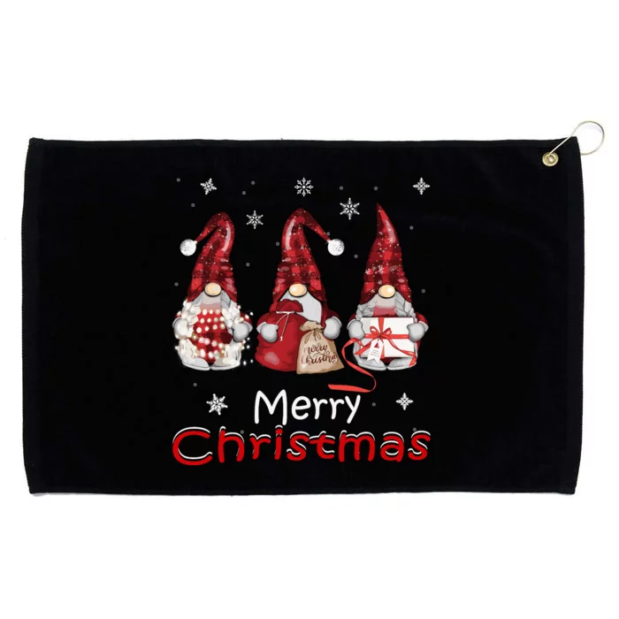 Gnome Family Christmass For Buffalo Plaid Grommeted Golf Towel