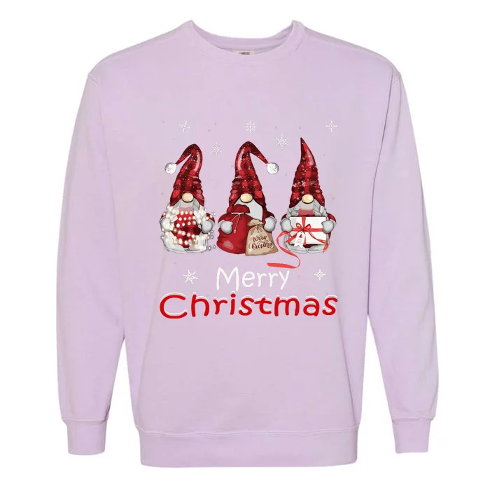 Gnome Family Christmass For Buffalo Plaid Garment-Dyed Sweatshirt