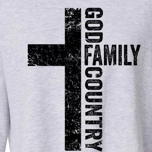 God Family Country Cute Gift Patriotic Freedom Christian Faith Cross Gift Cropped Pullover Crew