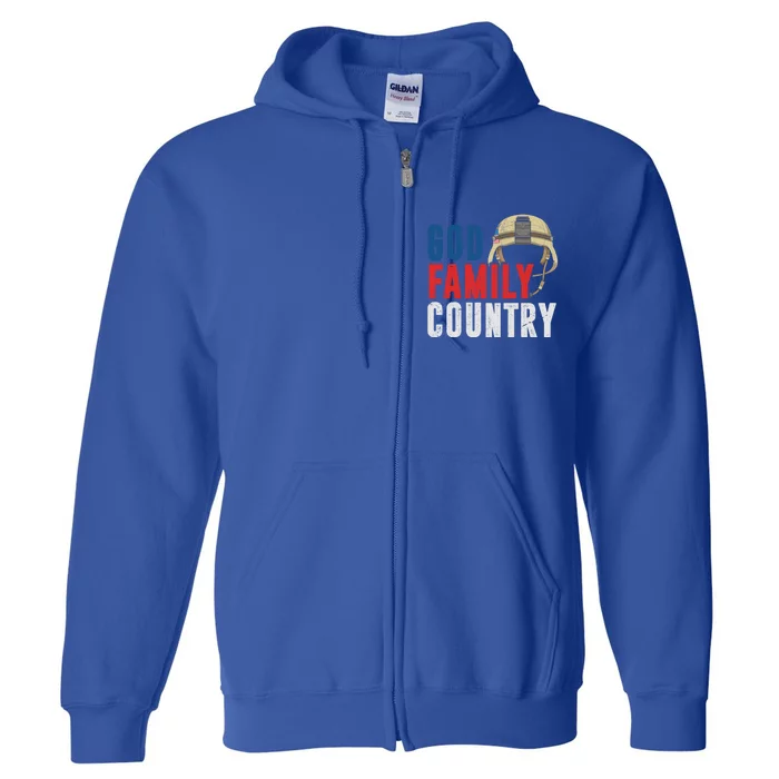 God Family Country Soldier Usa Proud American Memorial Day Gift Full Zip Hoodie