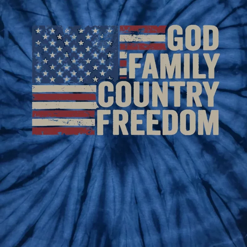 God Family Country Freedom 4th July USA Flag Christian Tie-Dye T-Shirt