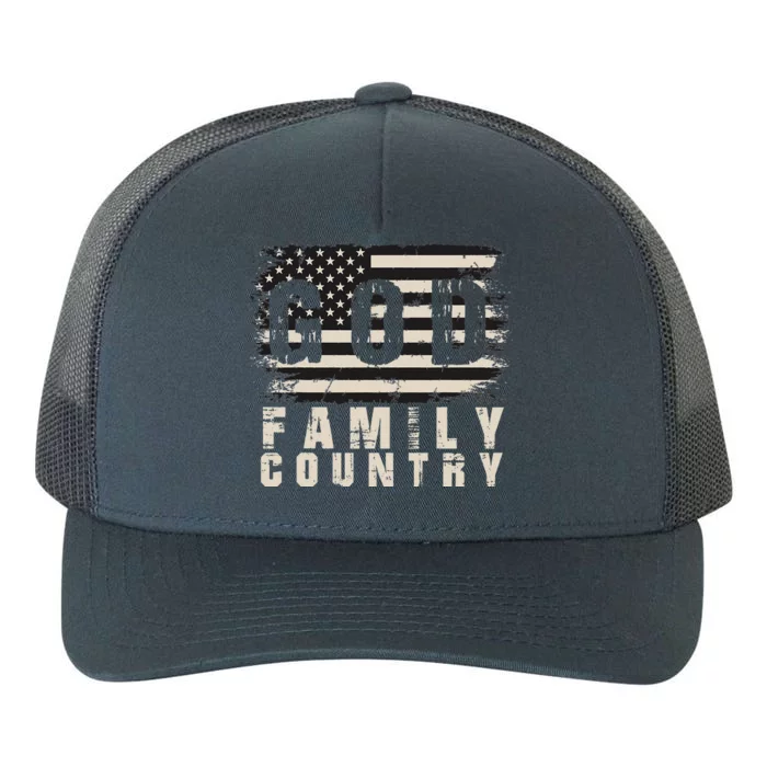 God Family Country Patriotic Memorial Day Yupoong Adult 5-Panel Trucker Hat