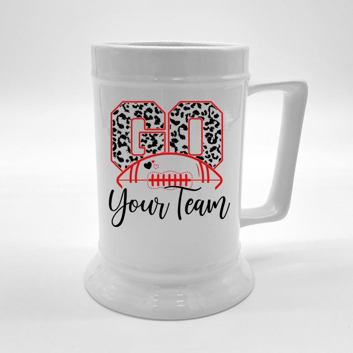 Go Football Custom Team Name Personalized Fan Front & Back Beer Stein