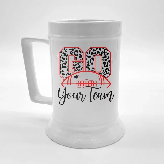 Go Football Custom Team Name Personalized Fan Front & Back Beer Stein