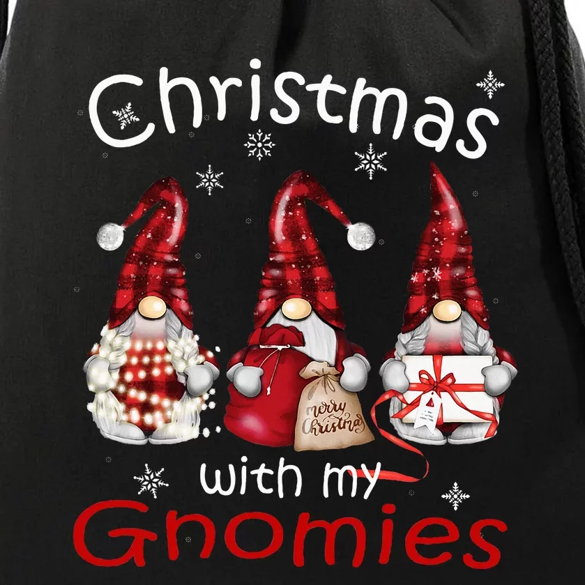 Gnome Family Christmas Buffalo Plaid Drawstring Bag