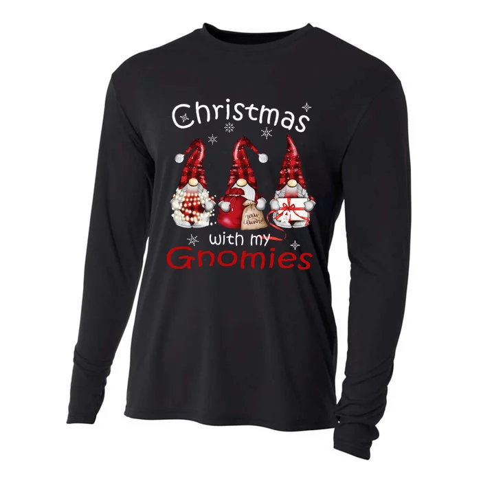 Gnome Family Christmas Buffalo Plaid Cooling Performance Long Sleeve Crew