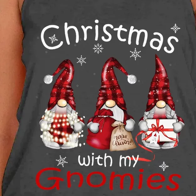 Gnome Family Christmas Buffalo Plaid Women's Knotted Racerback Tank