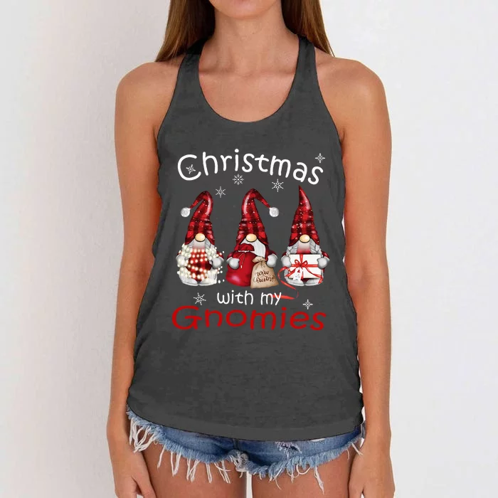 Gnome Family Christmas Buffalo Plaid Women's Knotted Racerback Tank