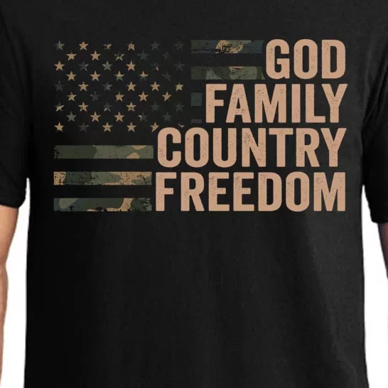 God Family Country Freedom Camouflage Christian Usa Flag Meaningful Gift Pajama Set