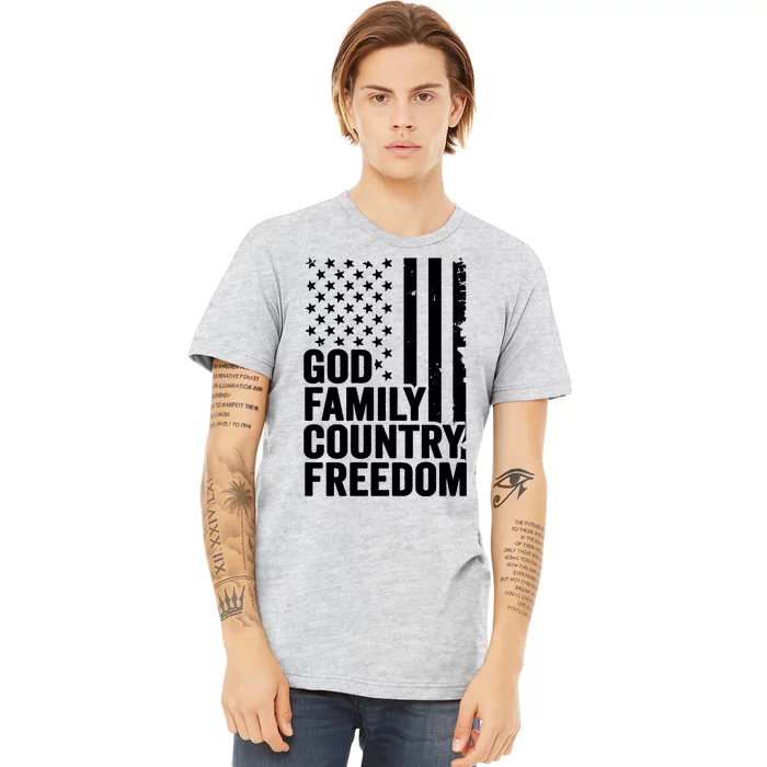 God Family Country Freedom Patriotic Christian USA Flag Long Premium T-Shirt