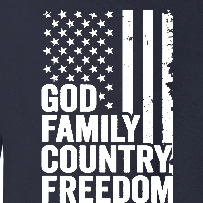 God Family Country Freedom Patriotic Christian USA Flag Long Toddler Sweatshirt