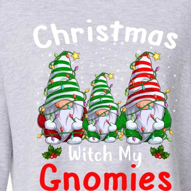 Gnome Family Christmas Funny Christmas With My Gnomies Gift Cropped Pullover Crew