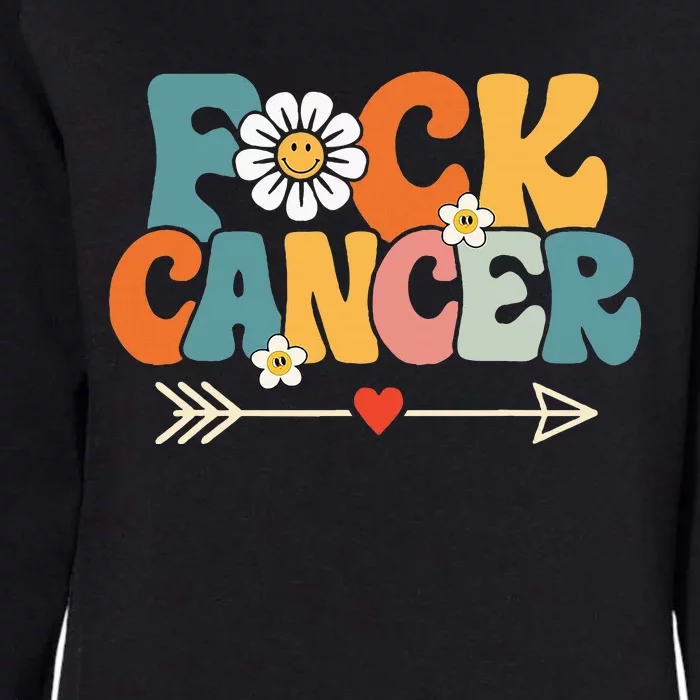 Groovy Fuck Cancer I Hate Cancer Breast Cancer Awareness Womens California Wash Sweatshirt