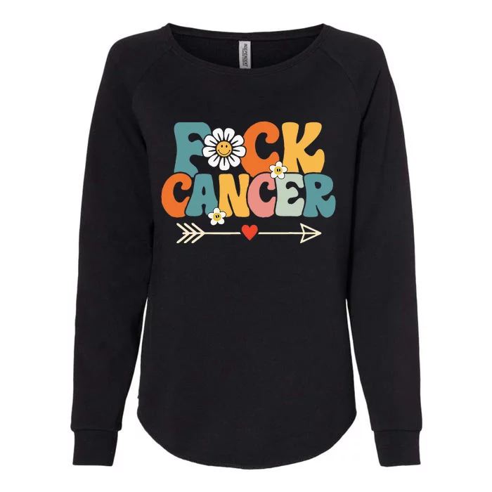 Groovy Fuck Cancer I Hate Cancer Breast Cancer Awareness Womens California Wash Sweatshirt