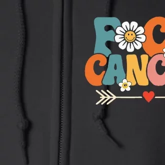 Groovy Fuck Cancer I Hate Cancer Breast Cancer Awareness Full Zip Hoodie