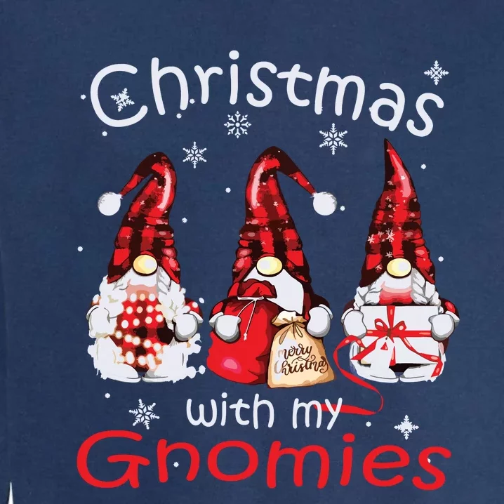 Gnome Family Christmas Shirts For Women Buffalo Plaid Garment-Dyed Sweatshirt