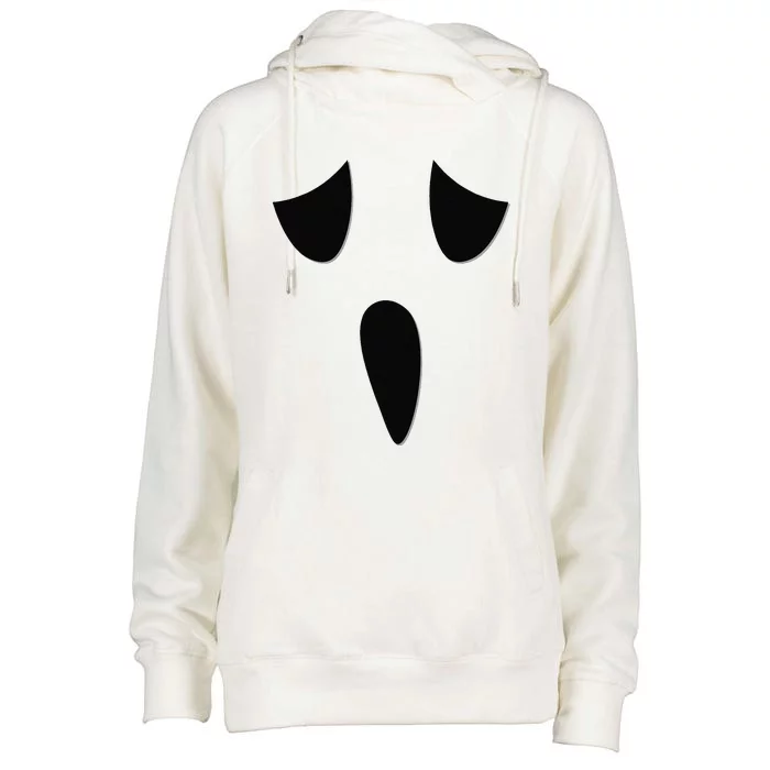 Ghost Face Costume Funny Halloween Outfit Ghoul Face Womens Funnel Neck Pullover Hood