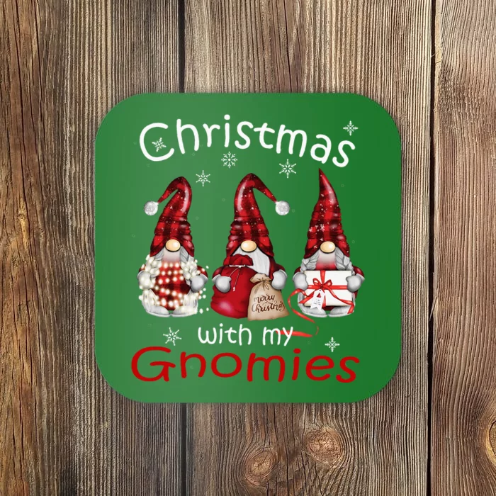 Gnome Family Christmas For Buffalo Plaid Coaster