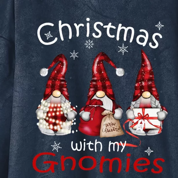 Gnome Family Christmas For Buffalo Plaid Hooded Wearable Blanket