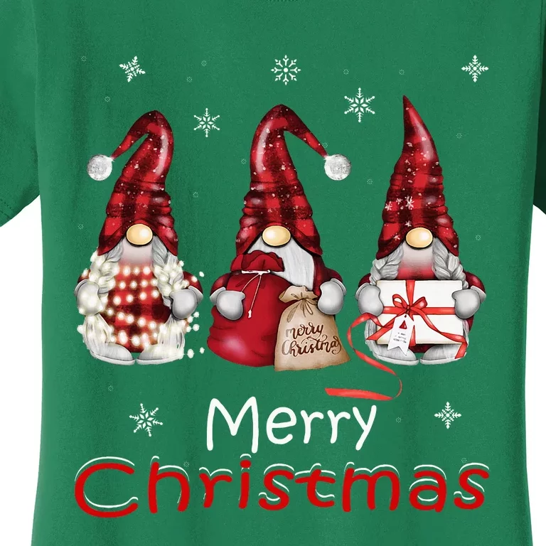 Gnome Family Christmas For Buffalo Plaid Women's T-Shirt