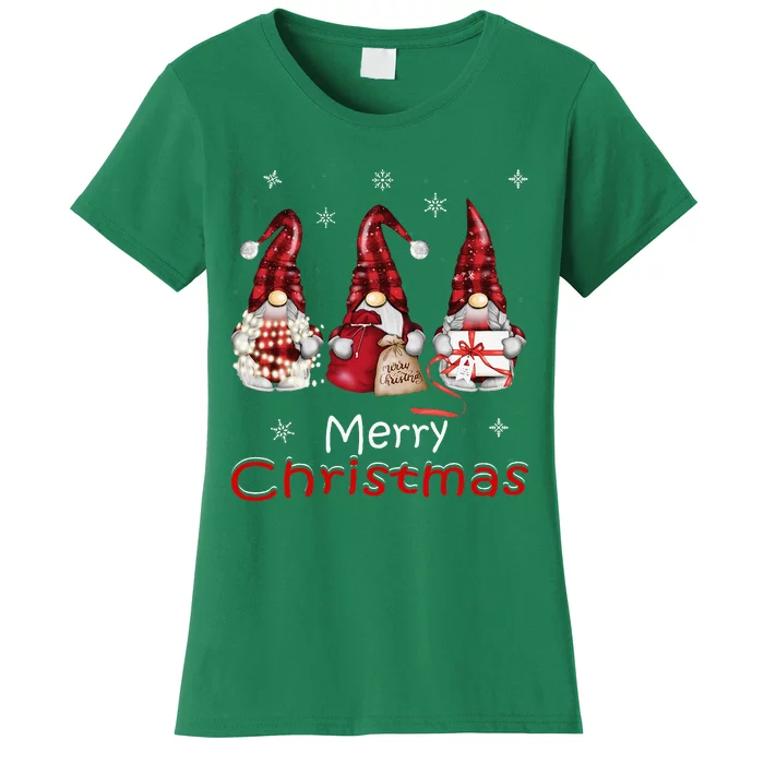 Gnome Family Christmas For Buffalo Plaid Women's T-Shirt