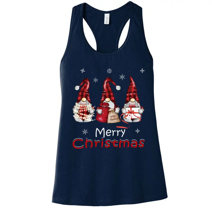 Gnome Family Christmas For Buffalo Plaid Women's Racerback Tank