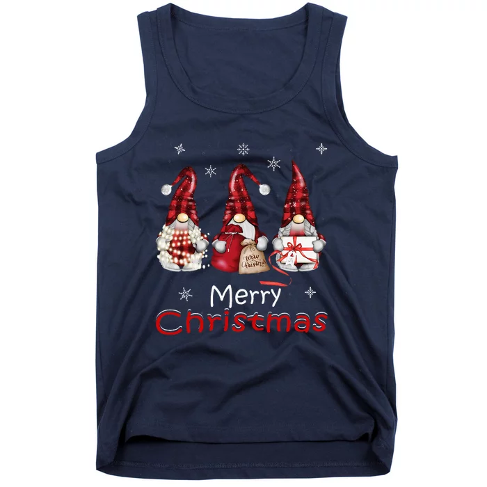 Gnome Family Christmas For Buffalo Plaid Tank Top