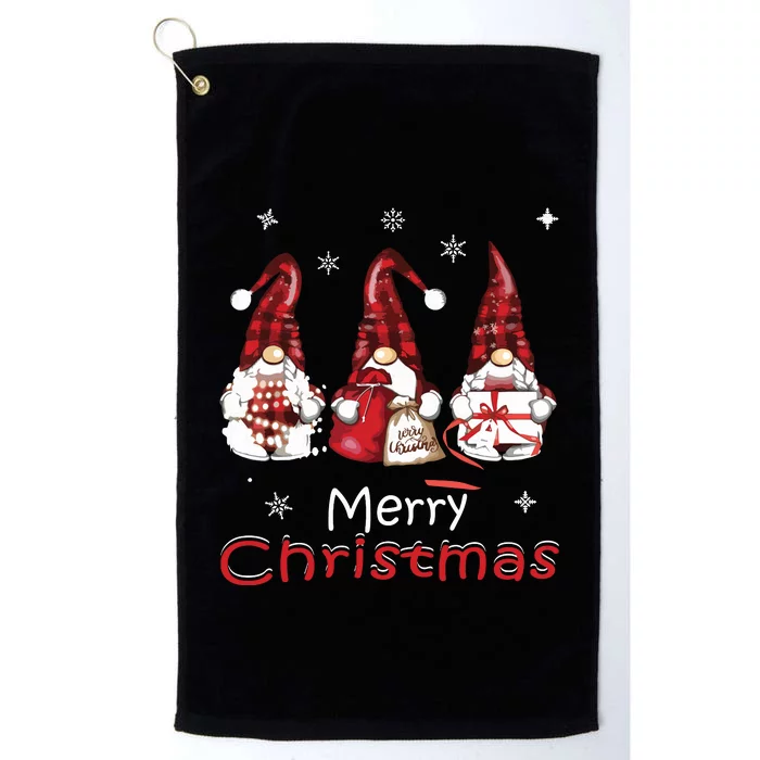 Gnome Family Christmas Shirts For Women Buffalo Plaid Platinum Collection Golf Towel