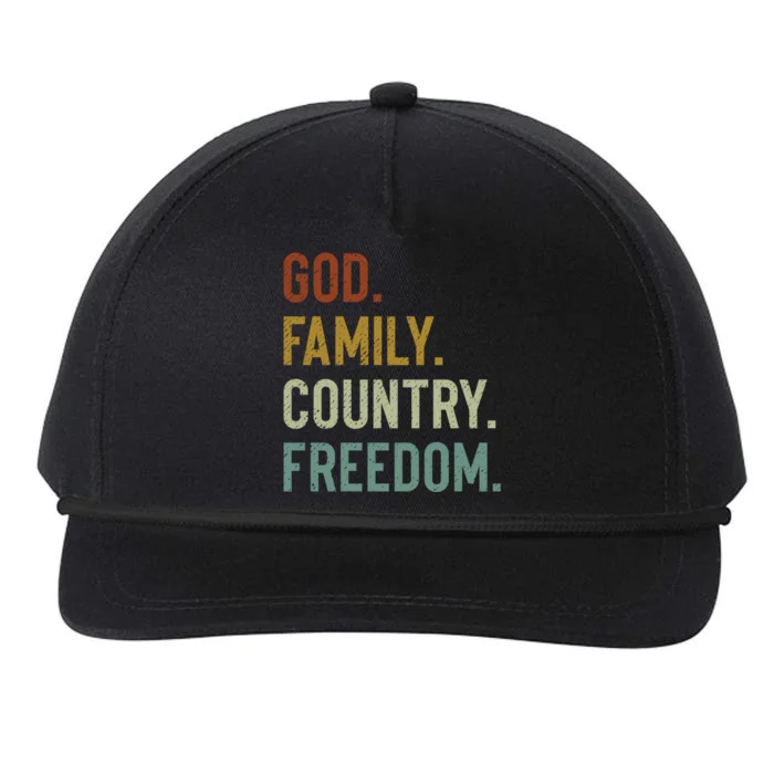 God Family Country Freedom Retro Patriotic Christian Values Cool Gift Snapback Five-Panel Rope Hat