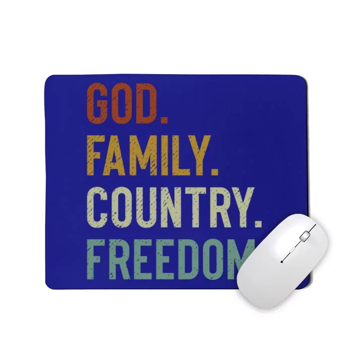 God Family Country Freedom Retro Patriotic Christian Values Cool Gift Mousepad