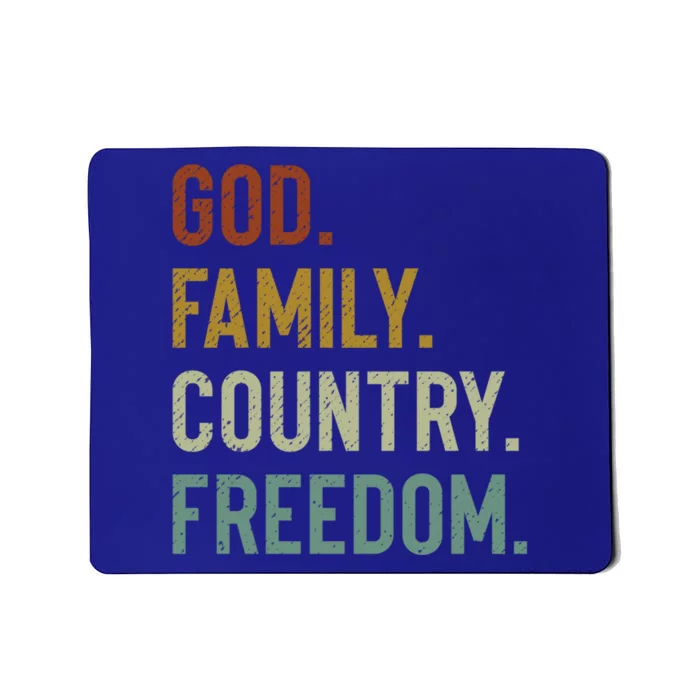 God Family Country Freedom Retro Patriotic Christian Values Cool Gift Mousepad