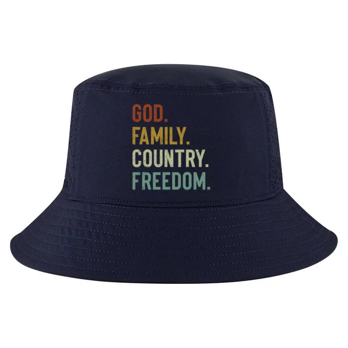 God Family Country Freedom Retro Patriotic Christian Values Cool Gift Cool Comfort Performance Bucket Hat