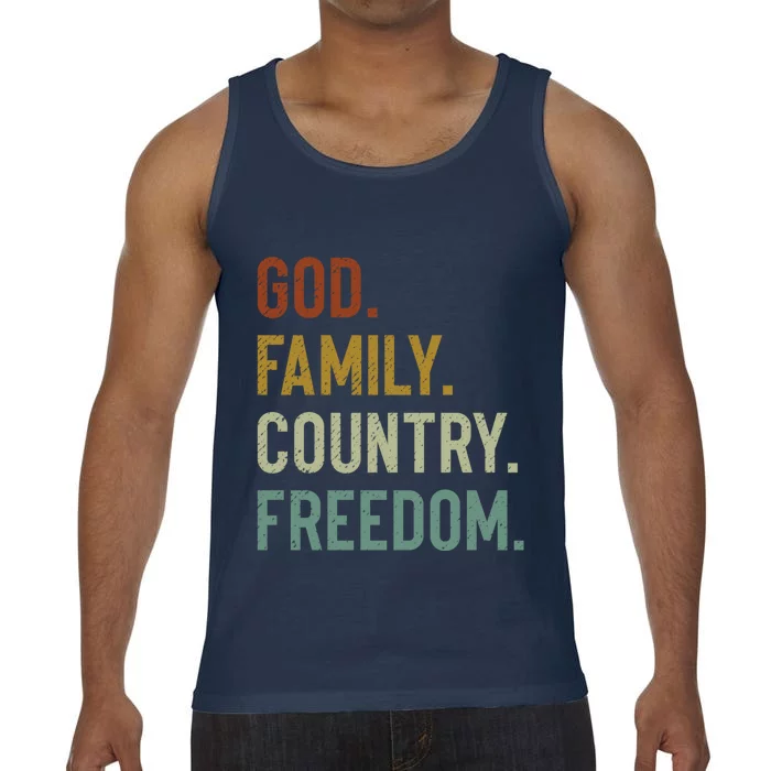 God Family Country Freedom Retro Patriotic Christian Values Cool Gift Comfort Colors® Tank Top