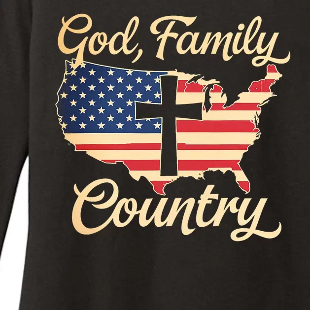 God Family Country Faith Cross Usa Patriotic Womens CVC Long Sleeve Shirt