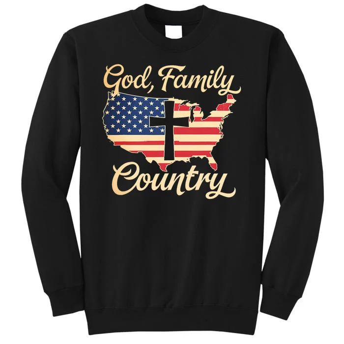 God Family Country Faith Cross Usa Patriotic Tall Sweatshirt