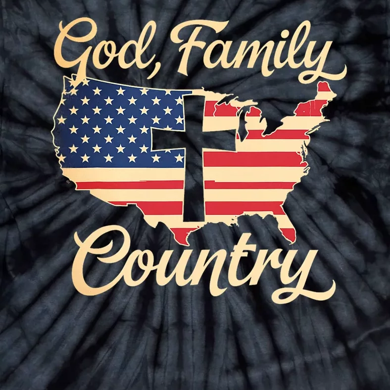 God Family Country Faith Cross Usa Patriotic Tie-Dye T-Shirt