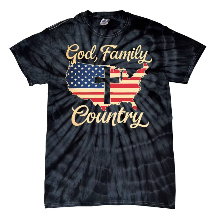 God Family Country Faith Cross Usa Patriotic Tie-Dye T-Shirt