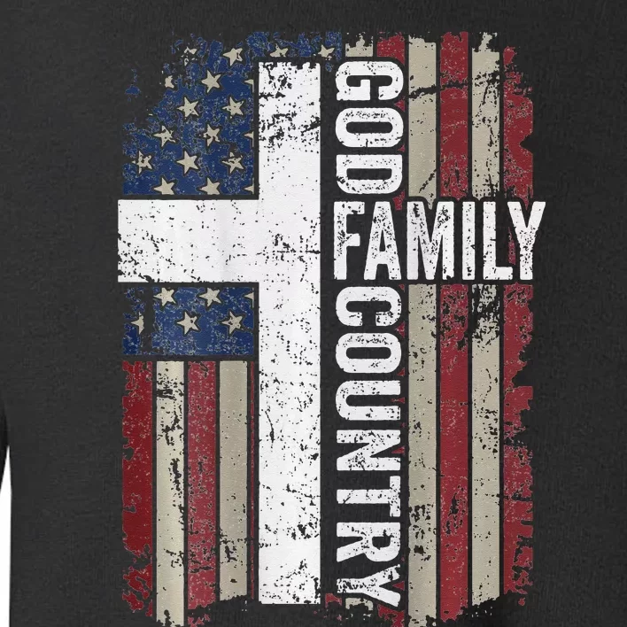 God Family Country Patriotic Christian Cross USA Toddler Sweatshirt