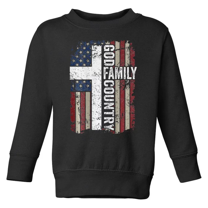 God Family Country Patriotic Christian Cross USA Toddler Sweatshirt