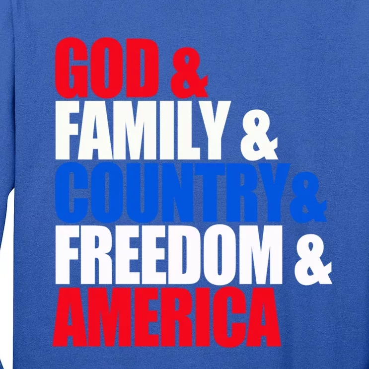 God Family Country Freedom Patriotic Holiday Gift Tall Long Sleeve T-Shirt